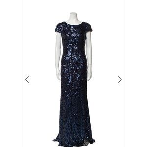 Badgley Mischka Navy Sequin Maxi Dress